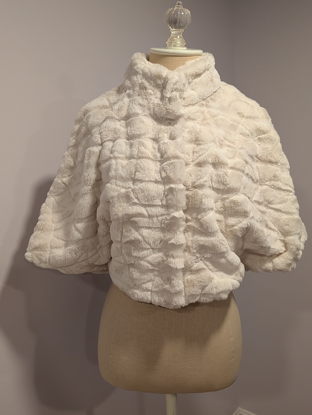Bridal Faux Fur Capelet Wrap Shawl | Wedding Cover-Up, Winter Bride, Ivory White